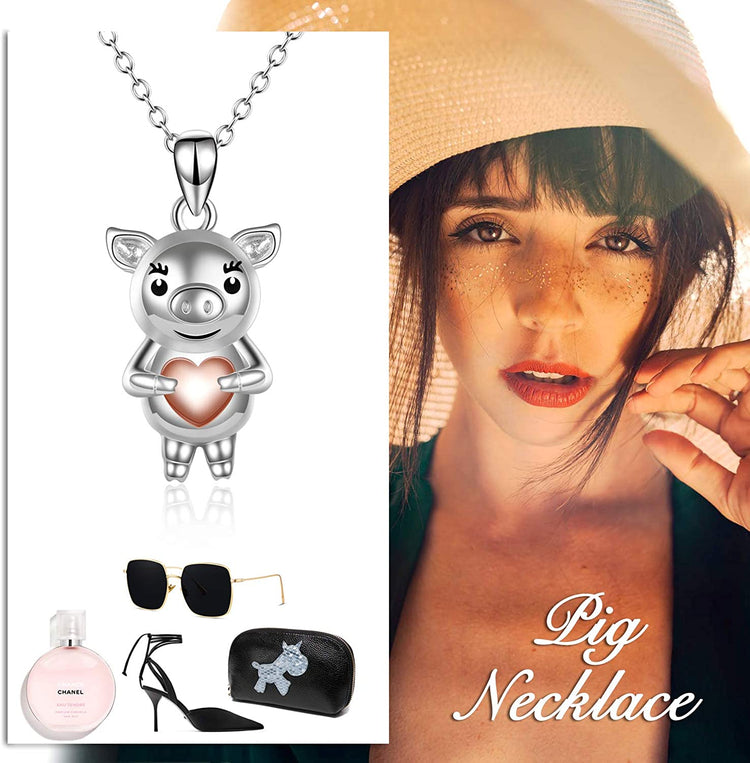 925 Sterling Silver Cute Animal Holds Heart Necklace
