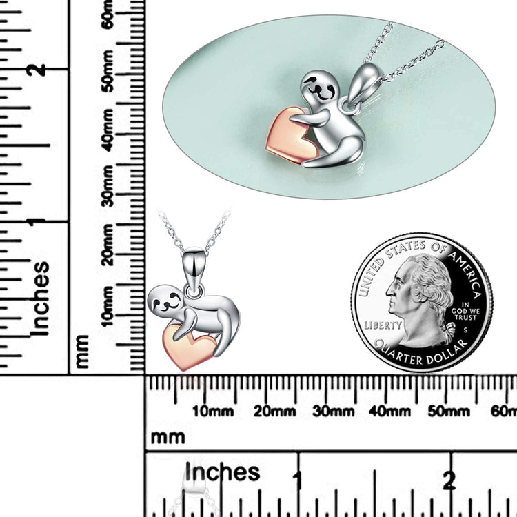 925 Sterling Silver Cute Animal Holds Heart Necklace