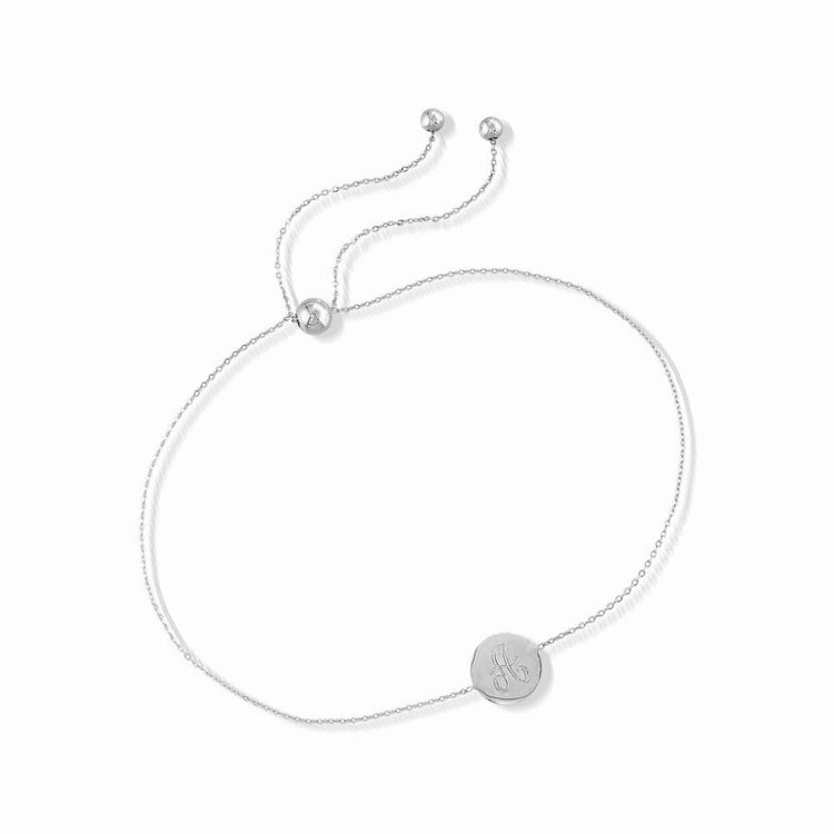 925 Sterling Silber Personal isierte Single Initial Circle Disc Armband