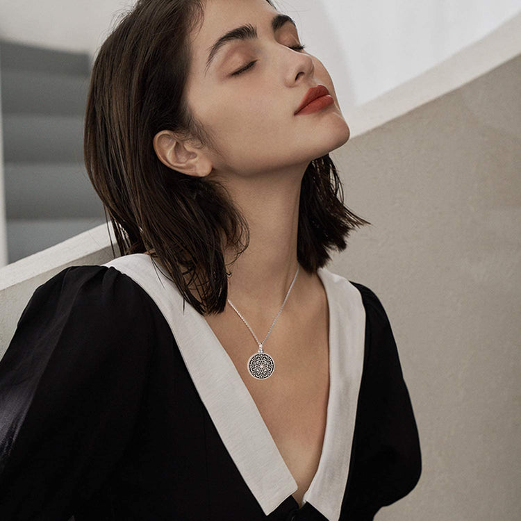 925 Sterling Silver Flower of Life Urn Ashes Necklace Cremation Jewelry for Ashes