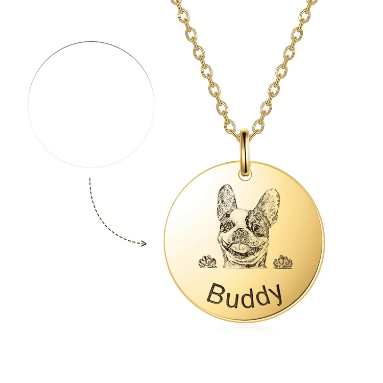 925 Sterling Silver Pet Lithograph Pet Portrait Engraved Necklace Personalized Necklace Gift For Pet Lovers - onlyone