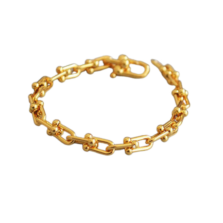 Gold Plated On Brass U Shape Closure Chain Bracelet