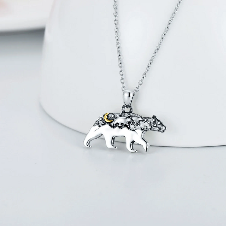 Mama Bär Halskette 925 Sterling Silber Tier Halskette Anhänger Geschenk für Frauen