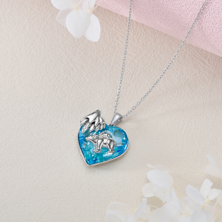 925 Sterling Silber Mama Halskette Herz Anhänger Mama Bär Halsketten Geschenke für Frauen