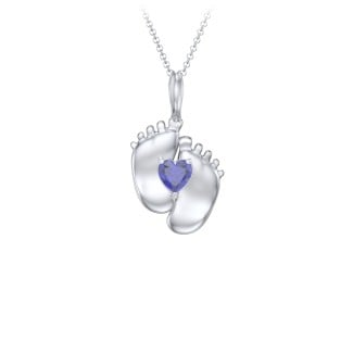 Pendentif pierre de naissance en argent sterling 925 pieds de bébé gravable