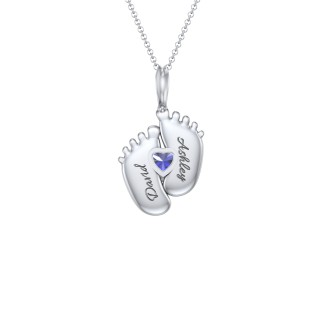 Pendentif pierre de naissance en argent sterling 925 pieds de bébé gravable