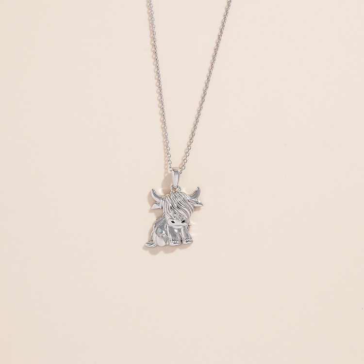 925 Sterling Silber Highland Kuh Halskette Fußkettchen für Frauen Geschenke Tier Halskette