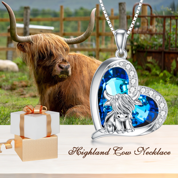 925 Sterling Silver Highland Cow Necklace Anklet for Women Gifts Animal Necklace