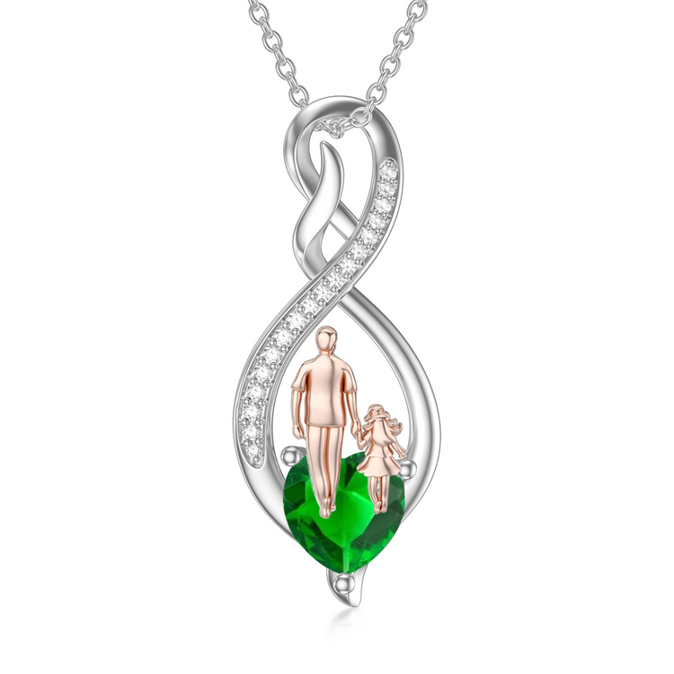 925 Sterling Silver Gift from Dad Mom Infinity Heart Pendant Birthstone Necklace