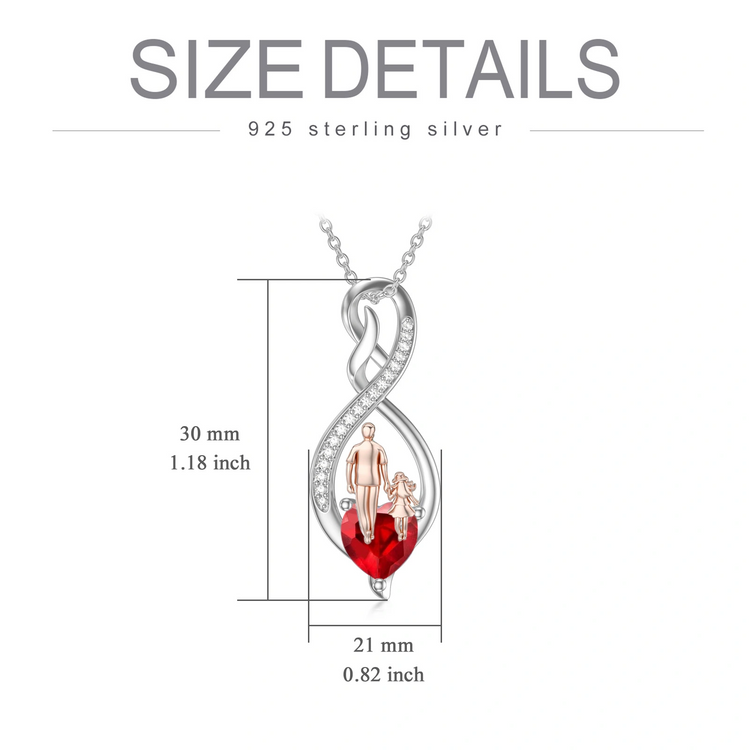 925 Sterling Silver Gift from Dad Mom Infinity Heart Pendant Birthstone Necklace