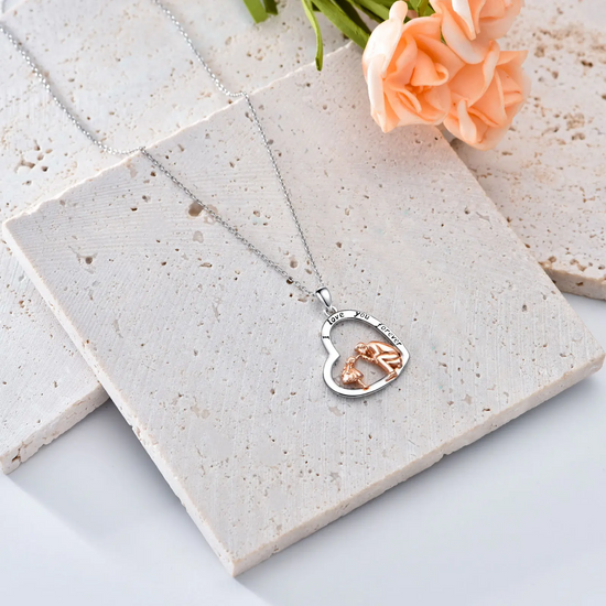 PROESS S925 Sterling Silver Daughter Heart Pendant Necklace From Dad Mom I Love You Forever Jewelry Father Daughter Necklace C80