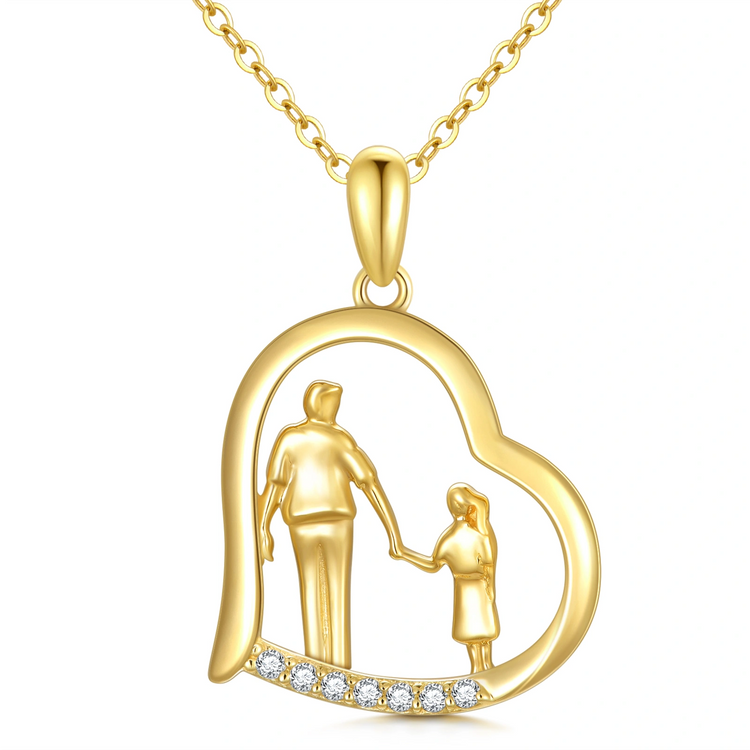 Father and Daughter Necklace in 14K Gold
