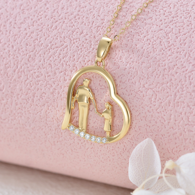 Father and Daughter Necklace in 14K Gold