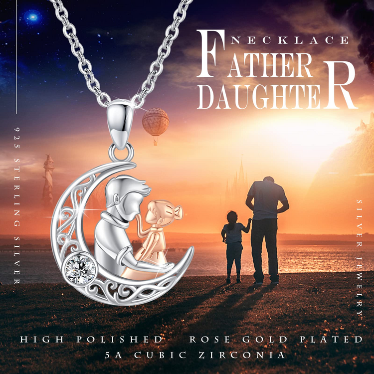 925 Sterling Silver Father Daughter Celtic Necklace