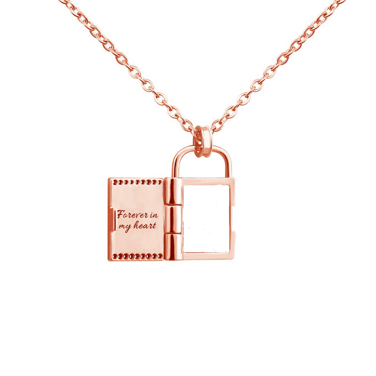 925 Sterling Silver Personalized Photo & Engraved Message Necklace