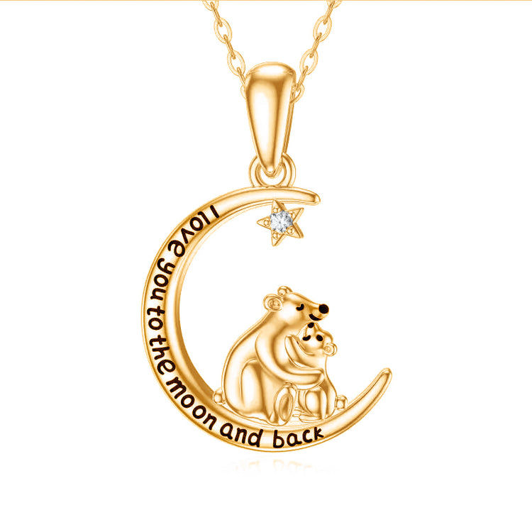Mama Bear Necklace 925 Sterling Silver Pendant Necklace Gift for Mom