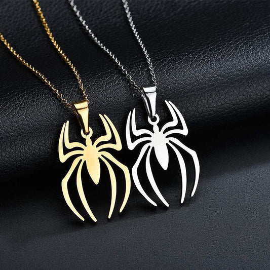 925 Sterling Silver Spider Pendant Necklace Stainless Steel Lightweight Spiderman Charm Jewelry for Kids Women Boys Girls