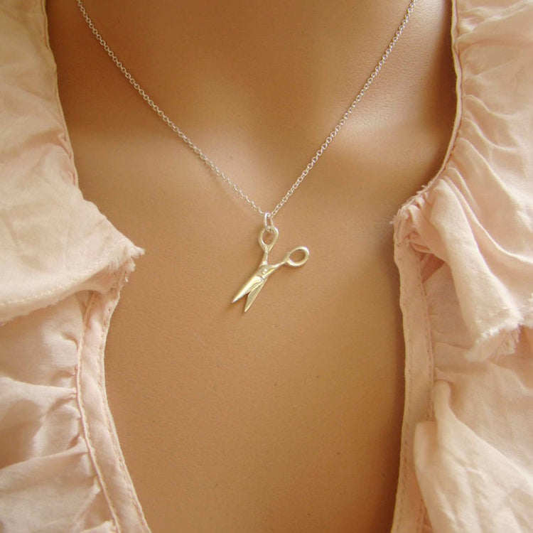 925 Sterling Silver Scissor Charm Necklace, Gift for Hair Stylist