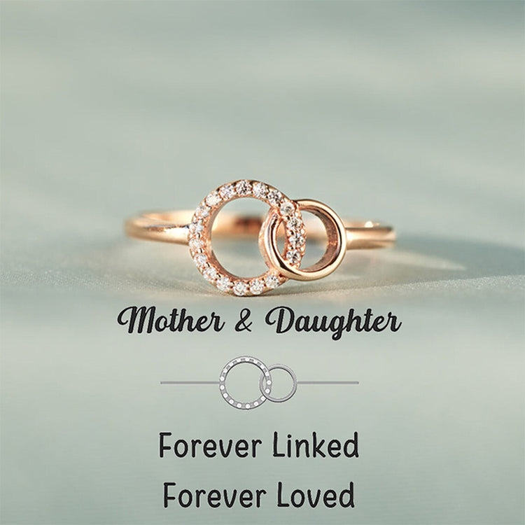 925 Sterling Silver Mother & Daughter Forever Linked Forever Loved Linked Cricle Ring