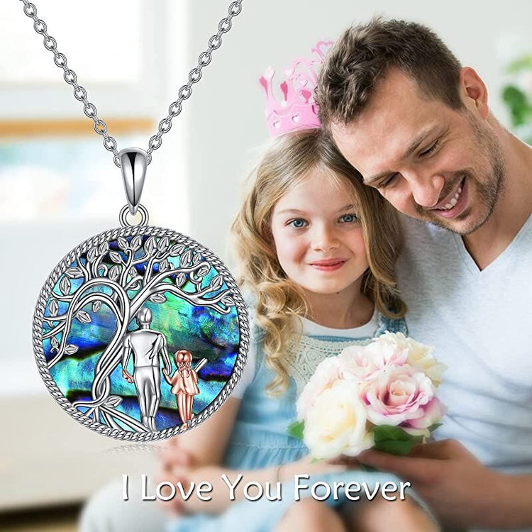 925 Sterling Silver Shell Tree Father Daughter Necklace