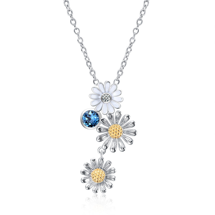 925 Sterling Silver Daisy Flower Pendant Necklace Jewelry