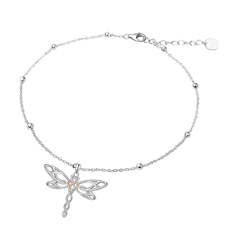 925 Sterling Silver Dragonfly Anklet Butterfly Anklet Celtic Jewelry