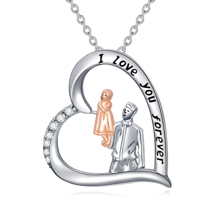 925 Sterling Silver Daughter Gift from Dad Daughter Heart Pendant Necklace