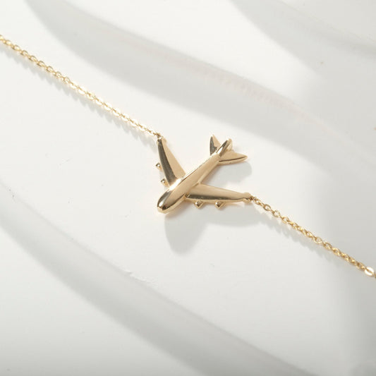 925 Sterling Silver Minimalist Airplane Pilot Bracelet