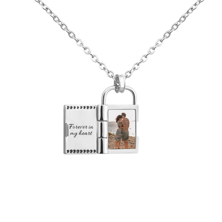 925 Sterling Silver Personalized Photo & Engraved Message Necklace
