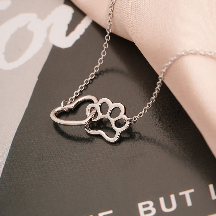 925 Sterling Silver Hollow Heart Puppy Pet Paw Print Anklet