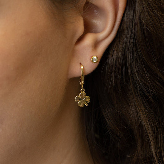 925 Sterling Silver Dainty Clover Earrings
