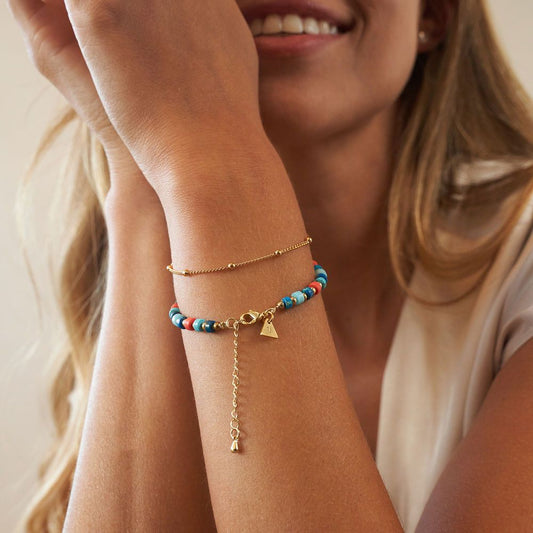Resort/Tropical/Pacific Layered Beads Bracelet/Anklet with Initials
