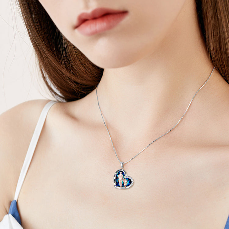 925 Sterling Silver Father and Daughter Necklace Blue Heart Crystal Necklace