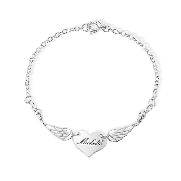 925 Sterling Silve Custom Mommy Of An Angel Bracelet, Memorial Jewelry, Miscarriage Gift, Memorial Wing Charm