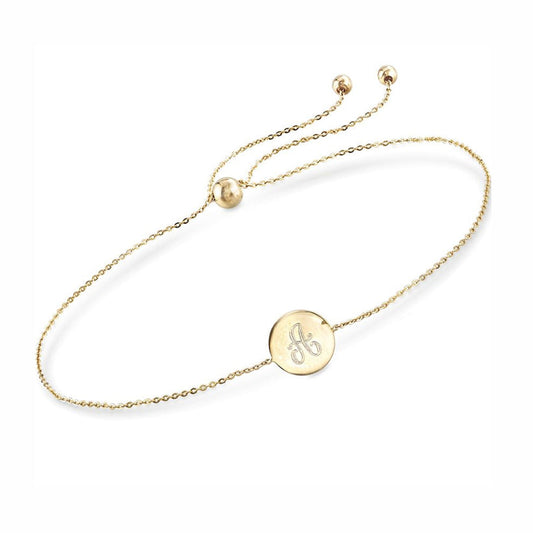 925 Sterling Silber Personal isierte Single Initial Circle Disc Armband