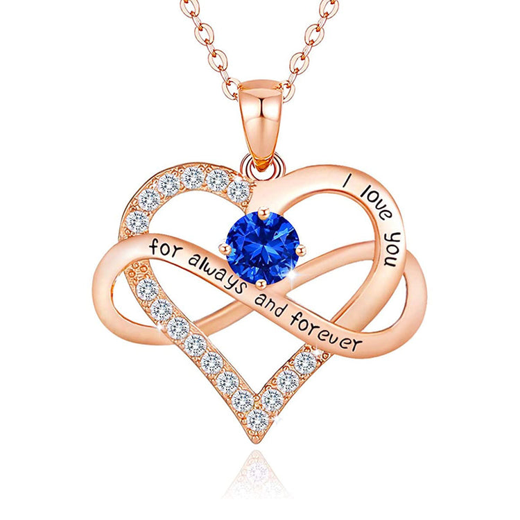 925 Sterling Silver Infinity Heart Pendant Necklace With Birthstone