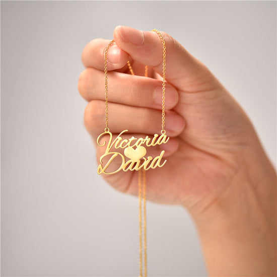 925 Sterling Silver Sweet Love Heart Name Necklace Nameplate Necklace - onlyone