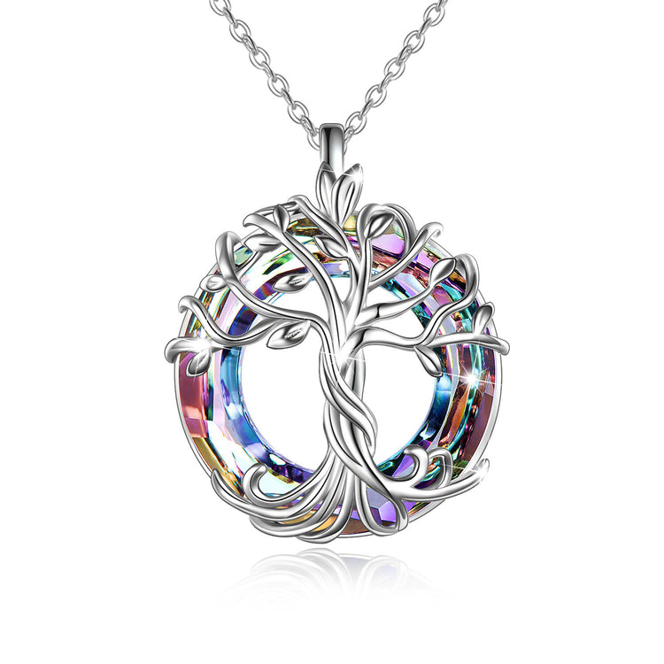 925 Sterling Silver Tree of Life Necklaces Family Tree Necklace with Crystal Jewelry