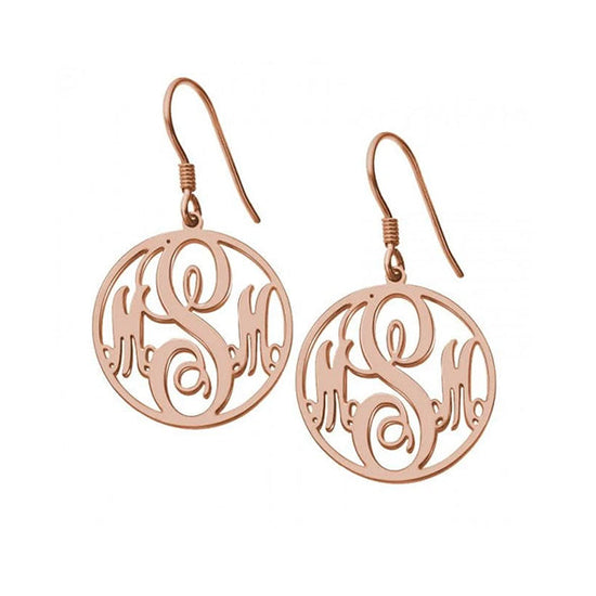 925 Sterling Silver Personalized Circle Initials Monogram Earrings - onlyone