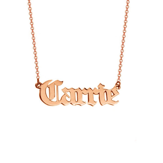 925 Sterling Silber Einfacher Stil Name Halskette in alten englischen Schrift namensschild Halskette