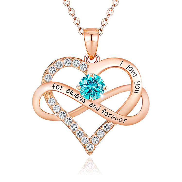 925 Sterling Silver Infinity Heart Pendant Necklace With Birthstone