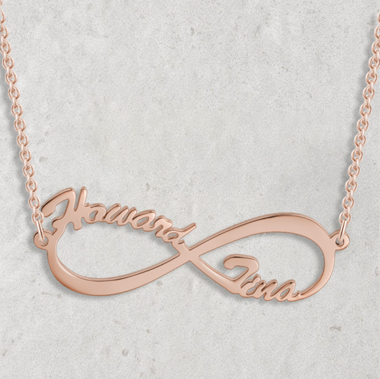925 Sterling Silver Infinity Necklace With Names Nameplate Necklace, Gift For Her