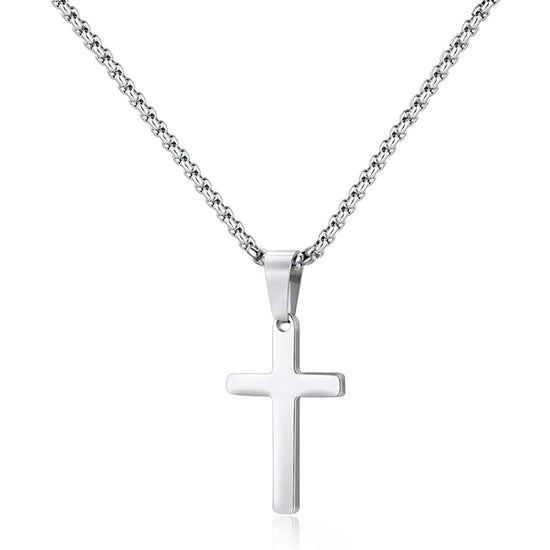 Stainless Steel Men's Silver Cross Pendant Necklace Father's Day Gift - onlyone