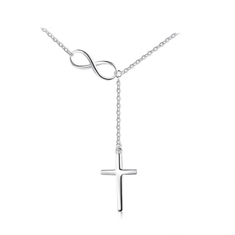 925 Sterling Silver Infinity Love Necklace With Cross Fashion Chain Necklace - onlyone