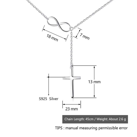925 Sterling Silver Infinity Love Necklace With Cross Fashion Chain Necklace - onlyone