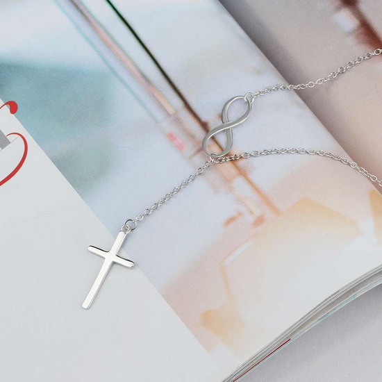925 Sterling Silver Infinity Love Necklace With Cross Fashion Chain Necklace - onlyone