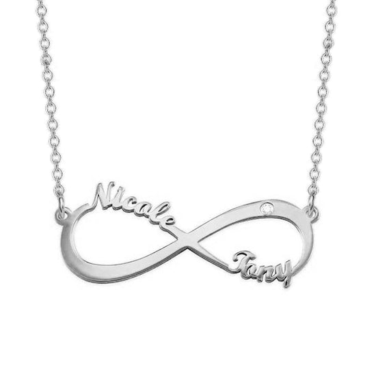 925 Sterling Silver Infinity Zircon Name Necklace Nameplate Necklace - onlyone