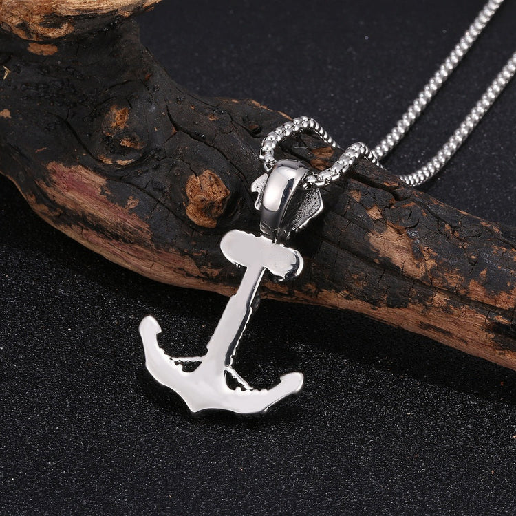 Stainless Steel Anchor Skull Necklace - onlyone