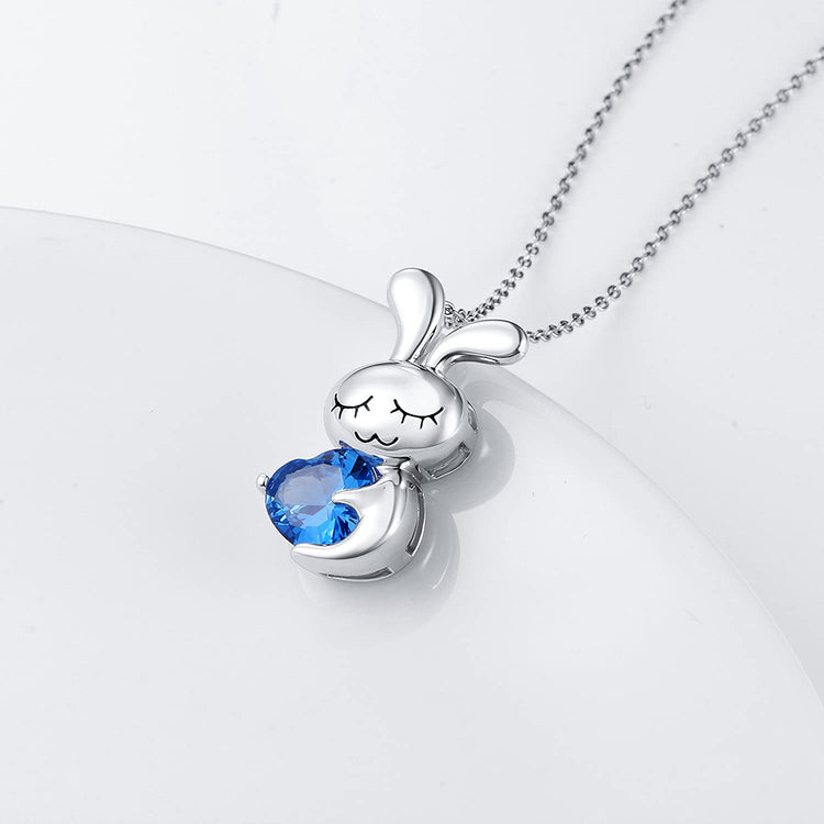 925 Sterling Silver Cute Animal Jewelry Cubic Zirconia Love Heart Pendant Necklace for Women - onlyone