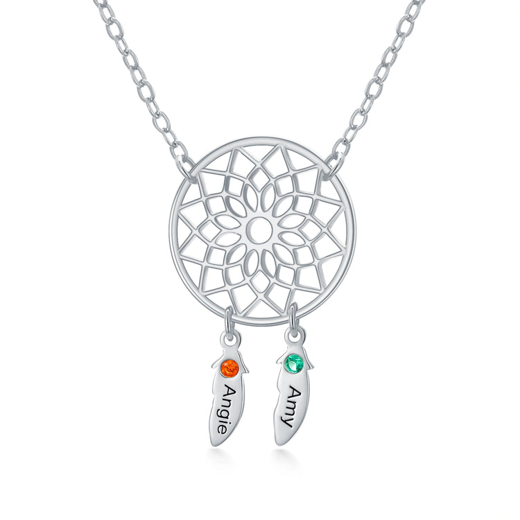 925 Sterling Silber Dreamcatcher Amulett Name Birth stone Custom Halskette